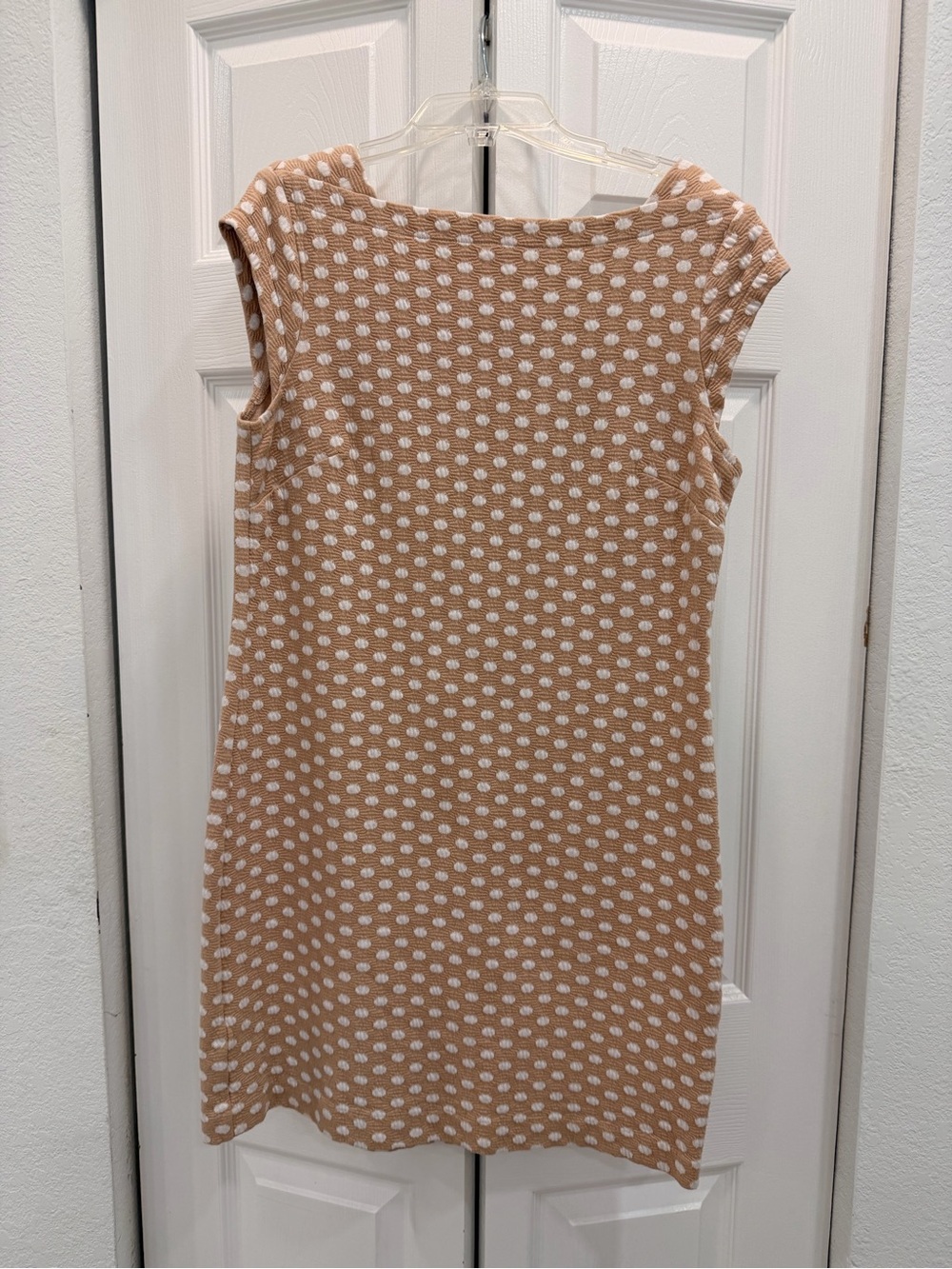 Ann Taylor Beige and White Polka Dot Sleeveless Shift Dress
